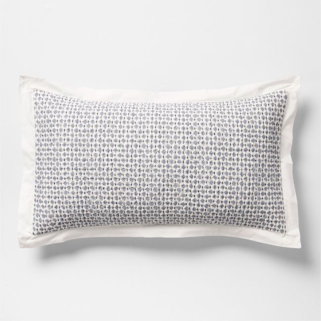 Celeste Organic Cotton Navy Diamond Print Quilted King Bed Pillow Sham - Image 0