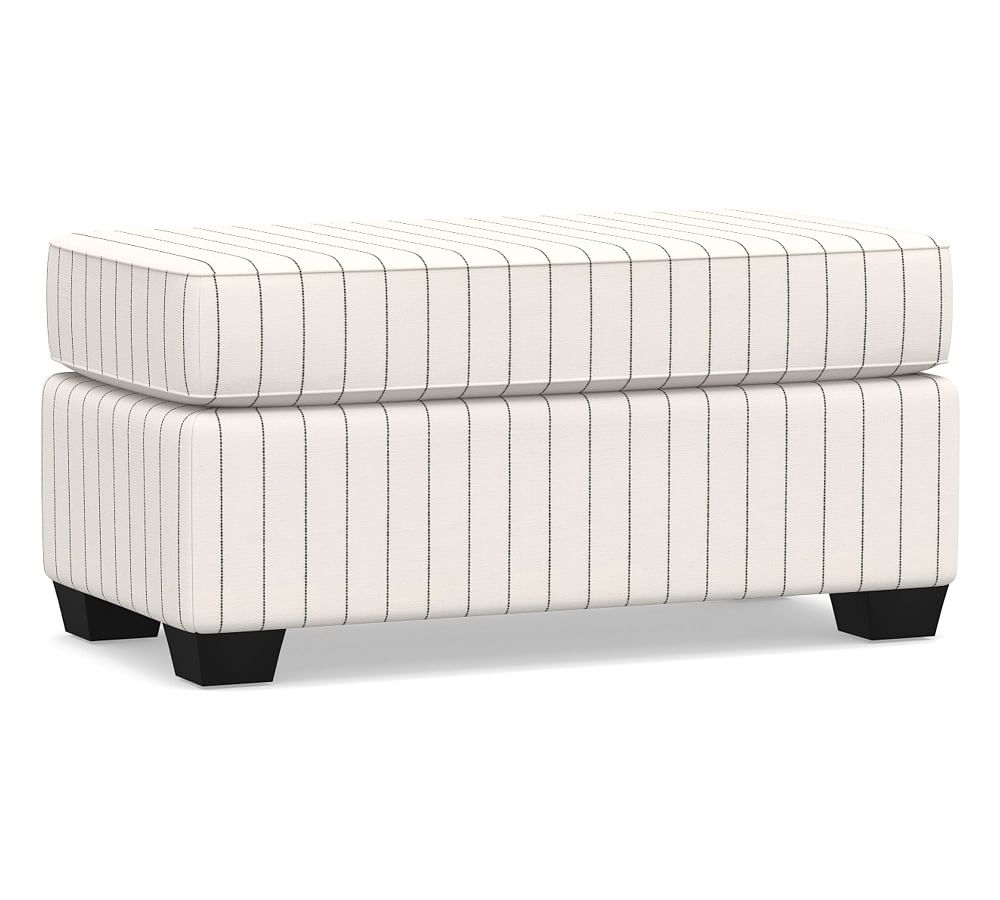 SoMa Fremont Roll Arm Upholstered Ottoman, Polyester Wrapped Cushions, Sunbrella(R) Performance Harbor Stripe Classic - Image 0
