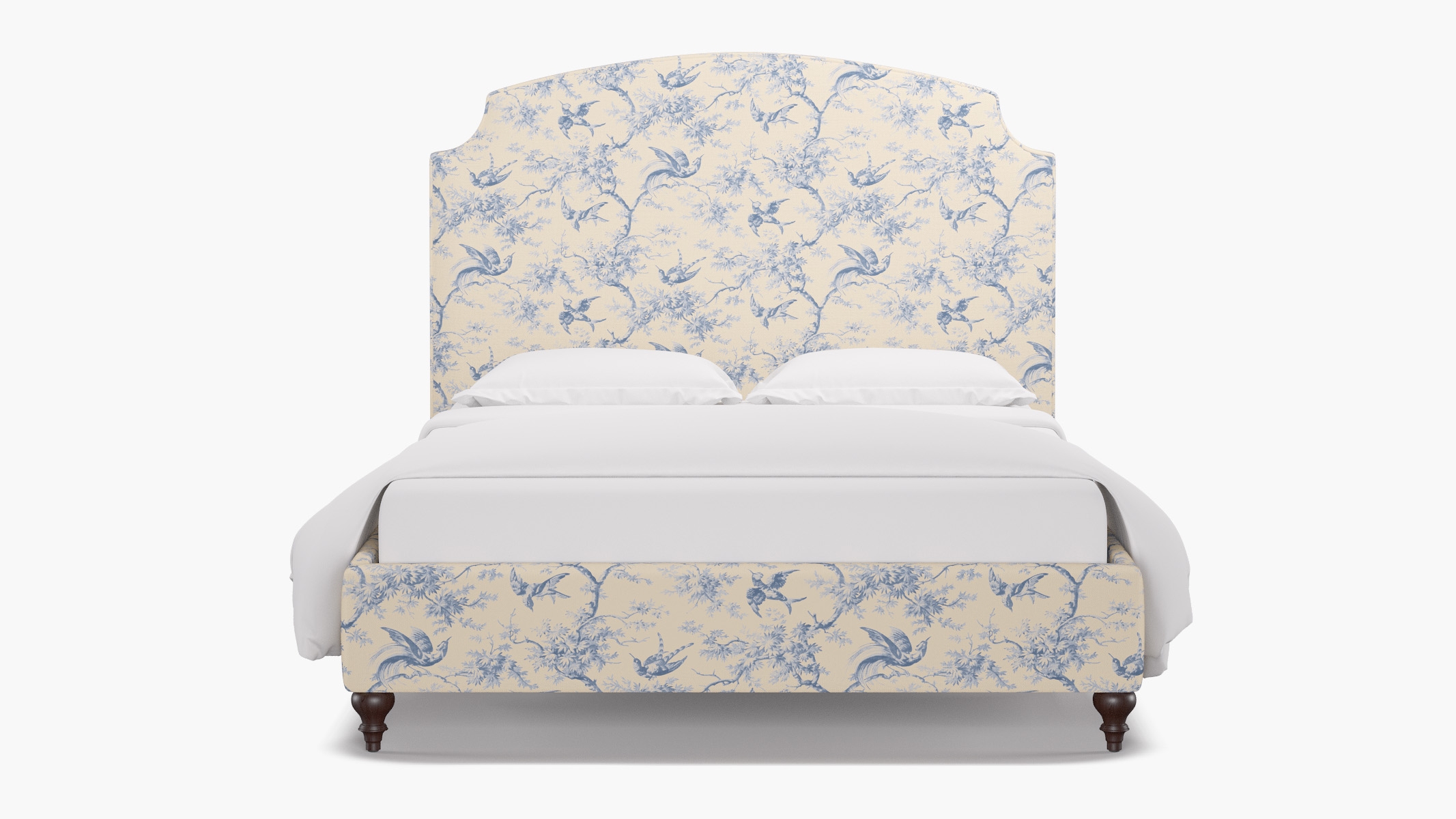 Cove Bed, Blue Swallows, Espresso Traditional Turned Leg, Twin - Image 0