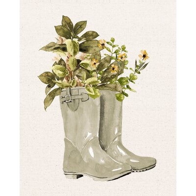 Fall Wildflowers In Rainboots - Wrapped Canvas Painting Print - Image 0