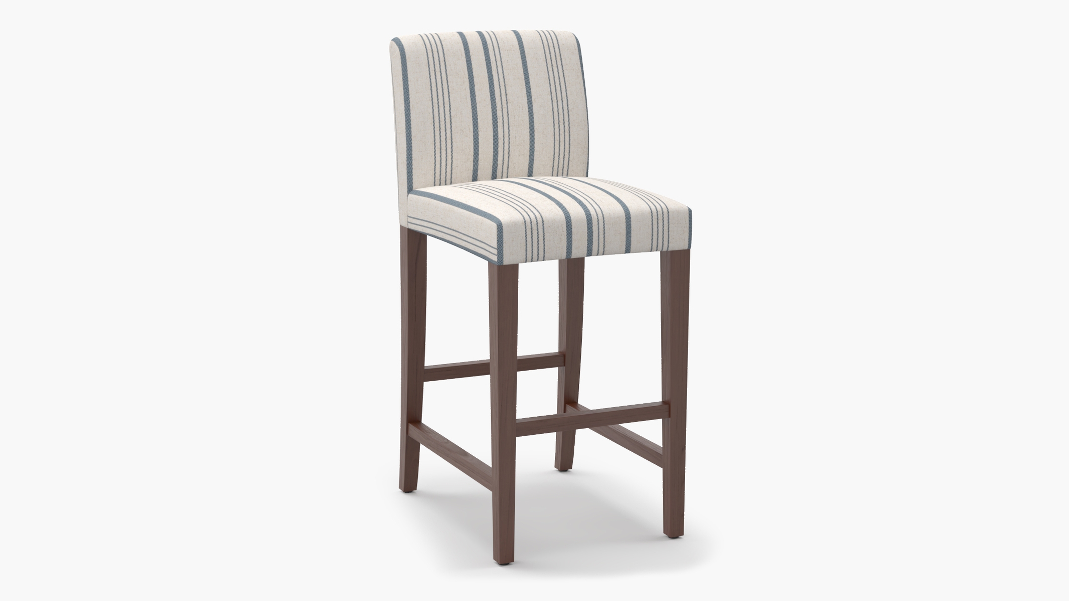 Signature Dining Bar Stool, Blue Market Stripe, Walnut Square Tapered Leg - Image 1