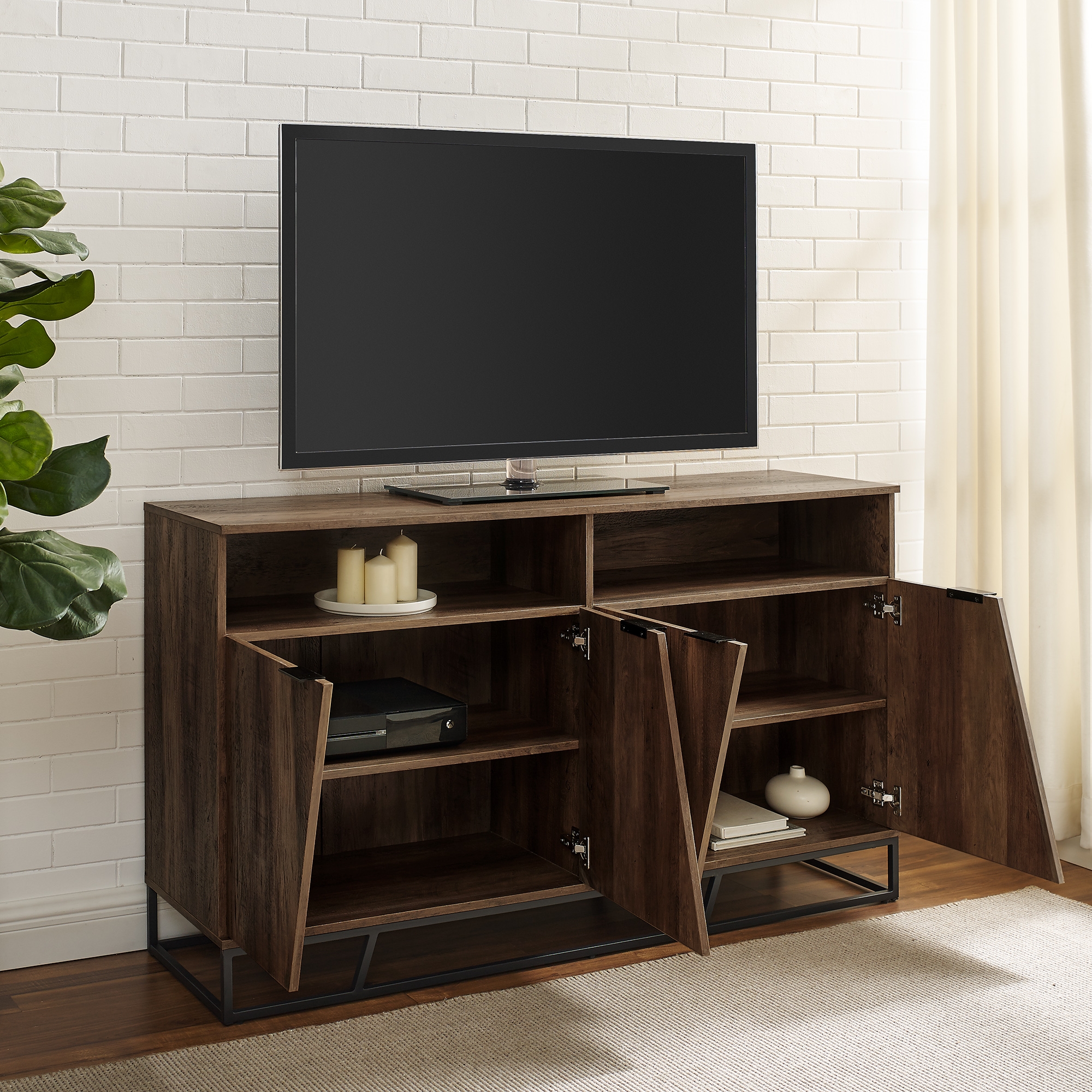 Ian 58" Angled Door Sideboard - Rustic Oak - Image 6