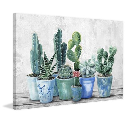 Pots In Blue by Marmont Hill - Wrapped Canvas Print with Deckled Edge - Image 0