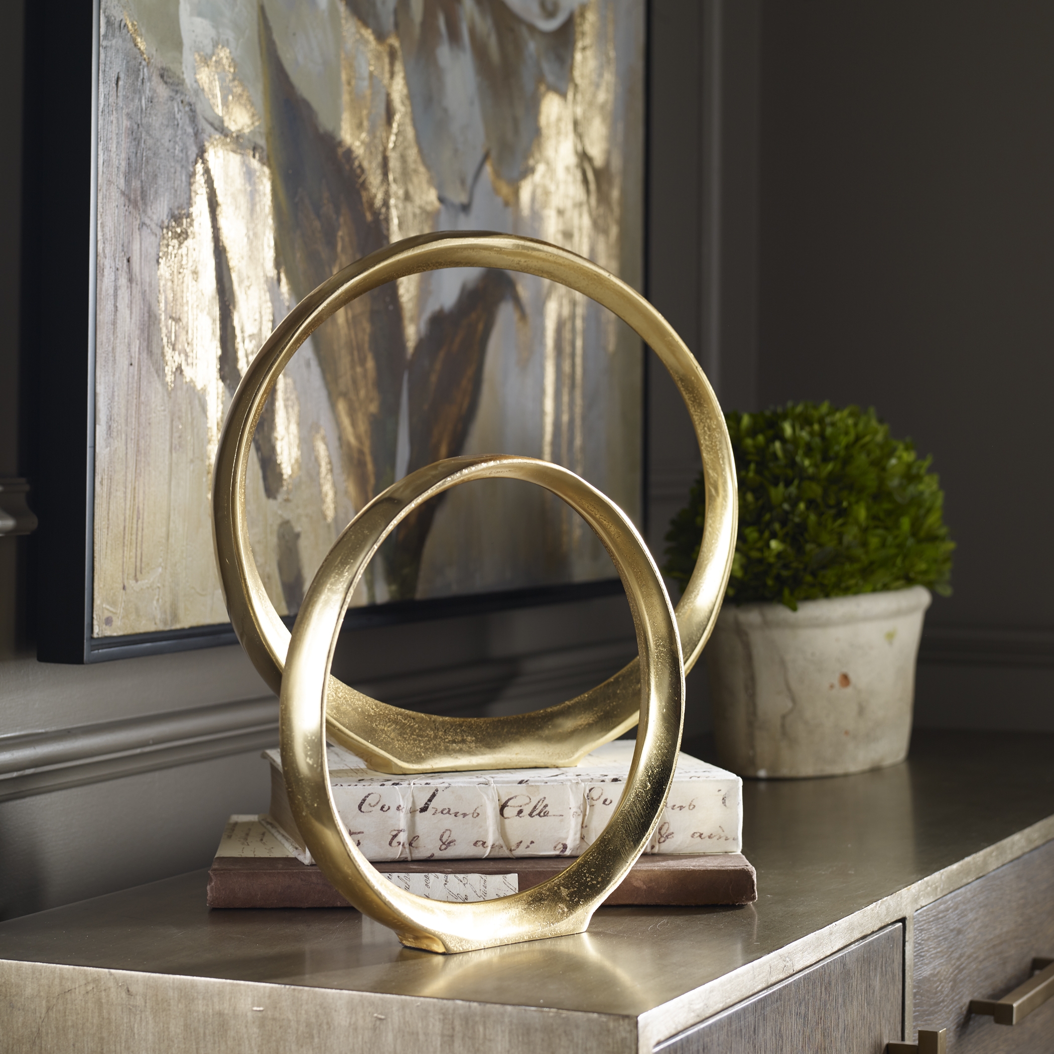 Jimena Gold Ring Sculptures Set/2 - Image 2