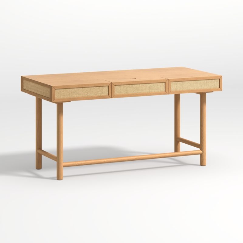 Emmer 60" Oak Desk with Outlet - Image 3