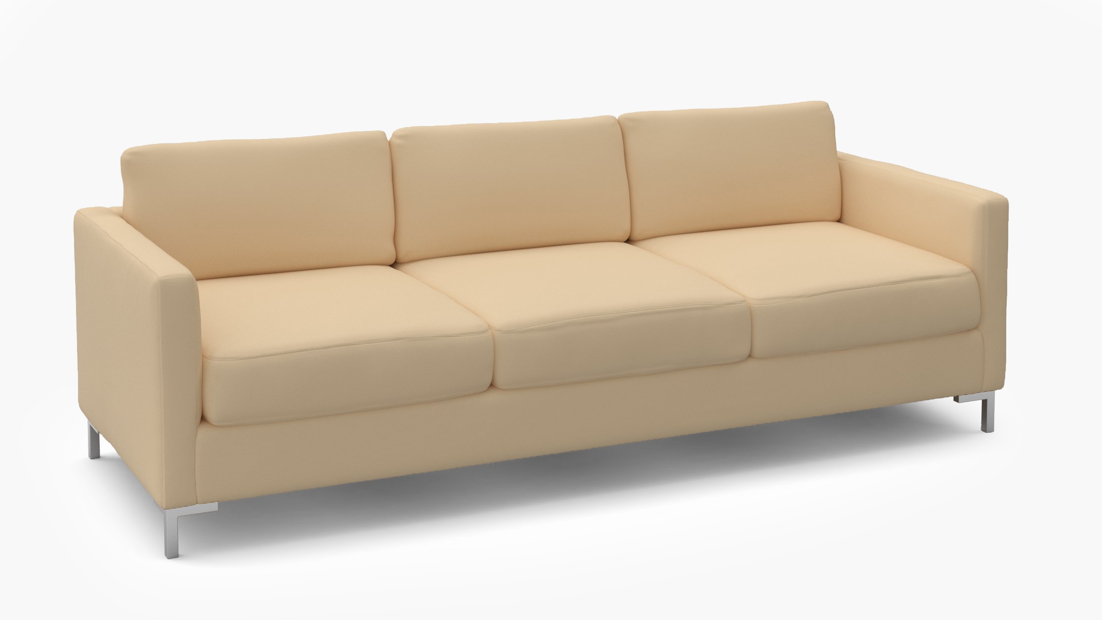 Modern Sofa, Flax Twill, Chrome L Leg - Image 1