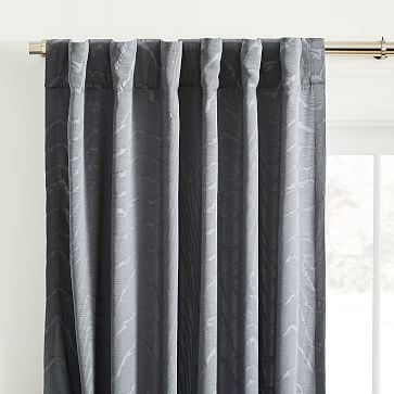 Faux Silk Moire Curtain, Pewter, 48"x84" - Image 1