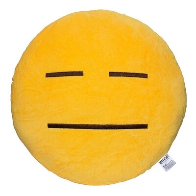 Emoji Expressionless Face Emoticon Cushion Stuffed Plush Soft Round Pillow Cover & Insert - Image 0