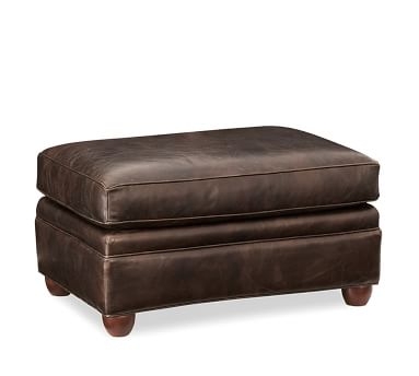 Chesterfield Leather Ottoman 36", Polyester Wrapped Cushions, Statesville Toffee - Image 5