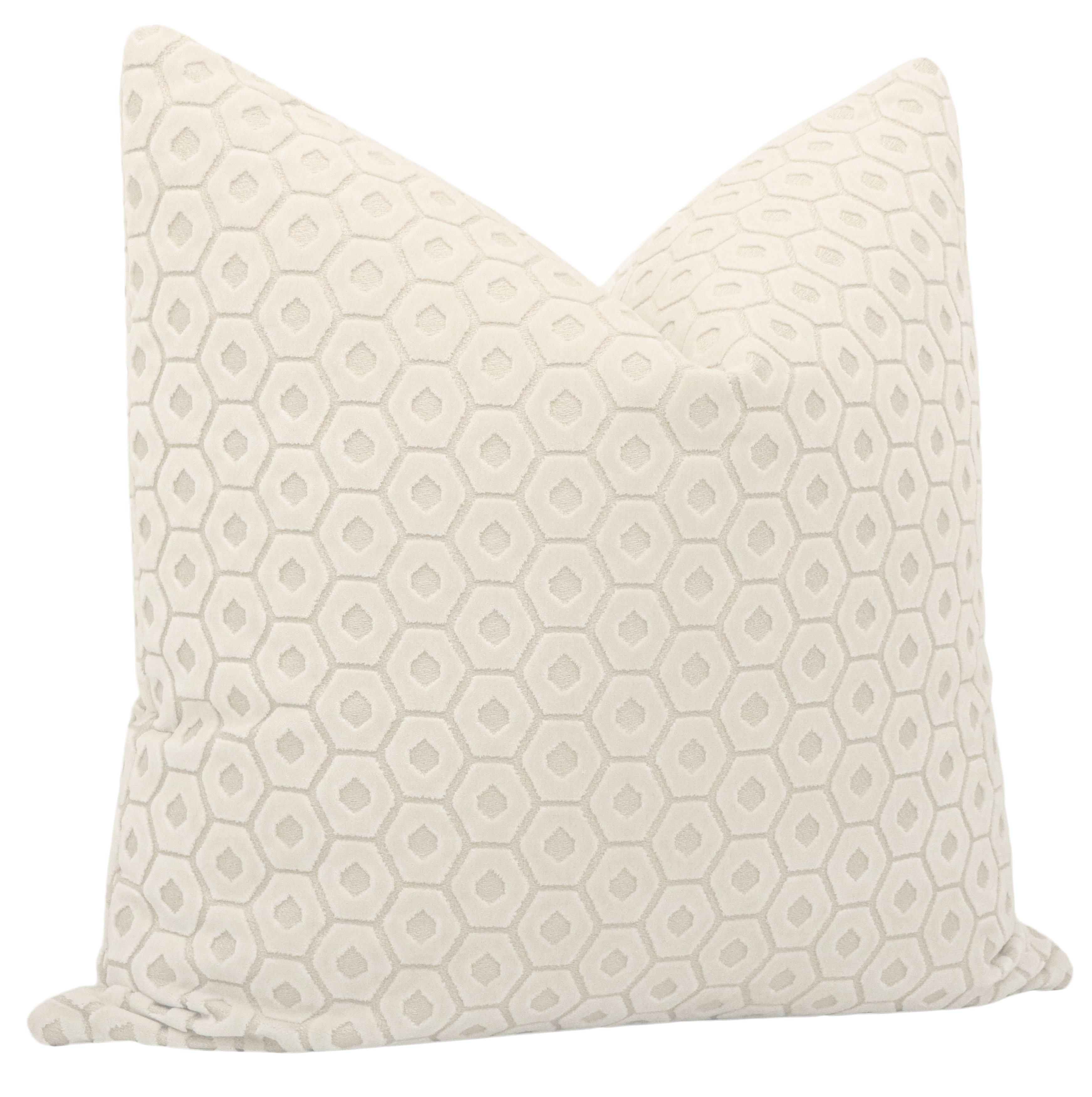 Paloma Cut Velvet Pillow Cover, Alabaster, 18" x 18" - Image 2