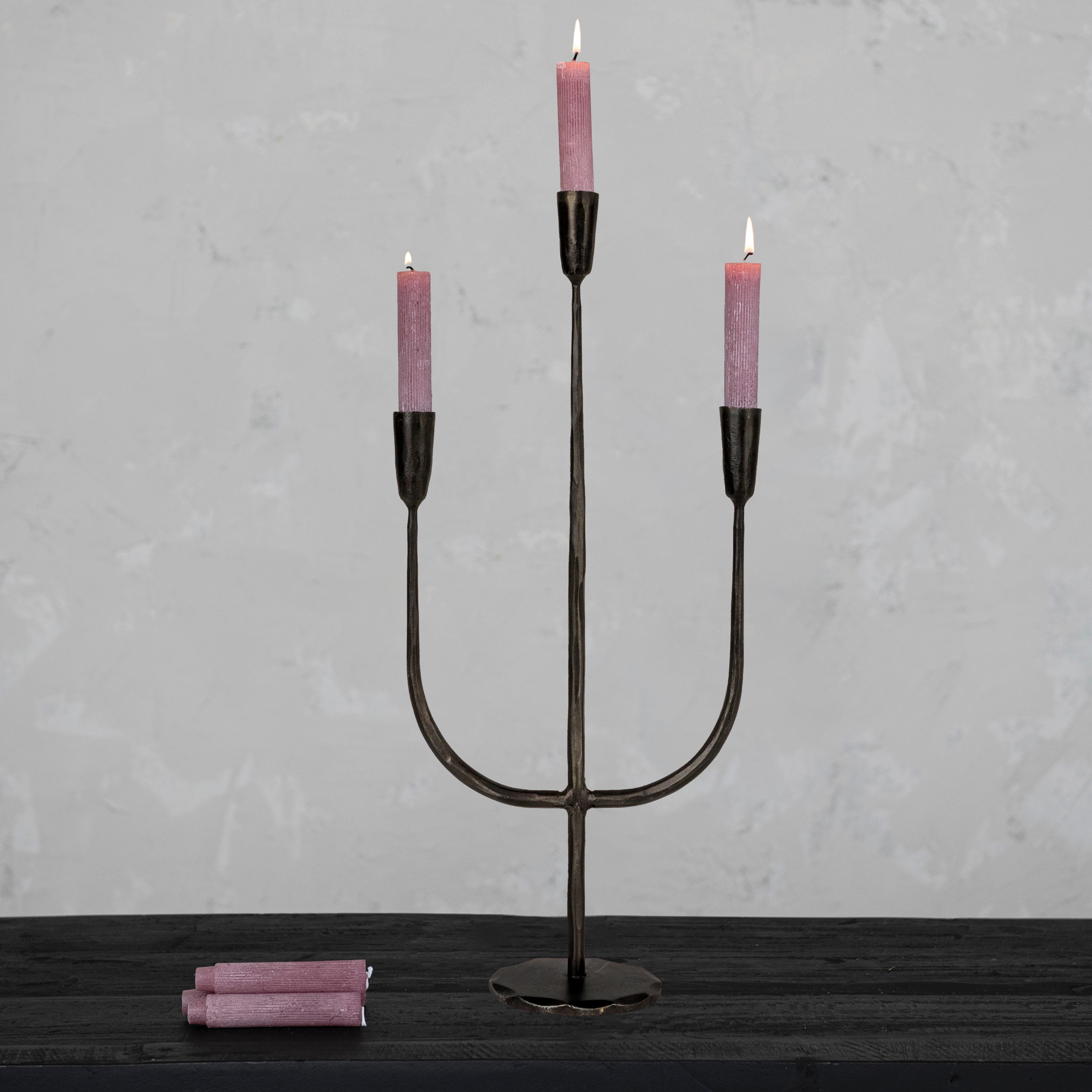Hand-Forged Metal Candelabra, Antique Black Finish - Image 0