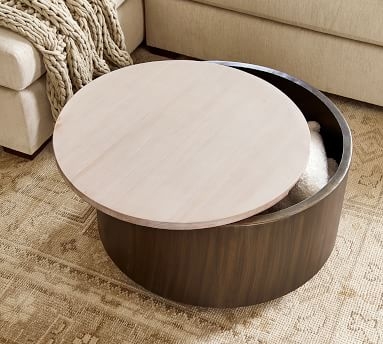 Gilman Round Storage Coffee Table, Desert Pine, 30"L - Image 2