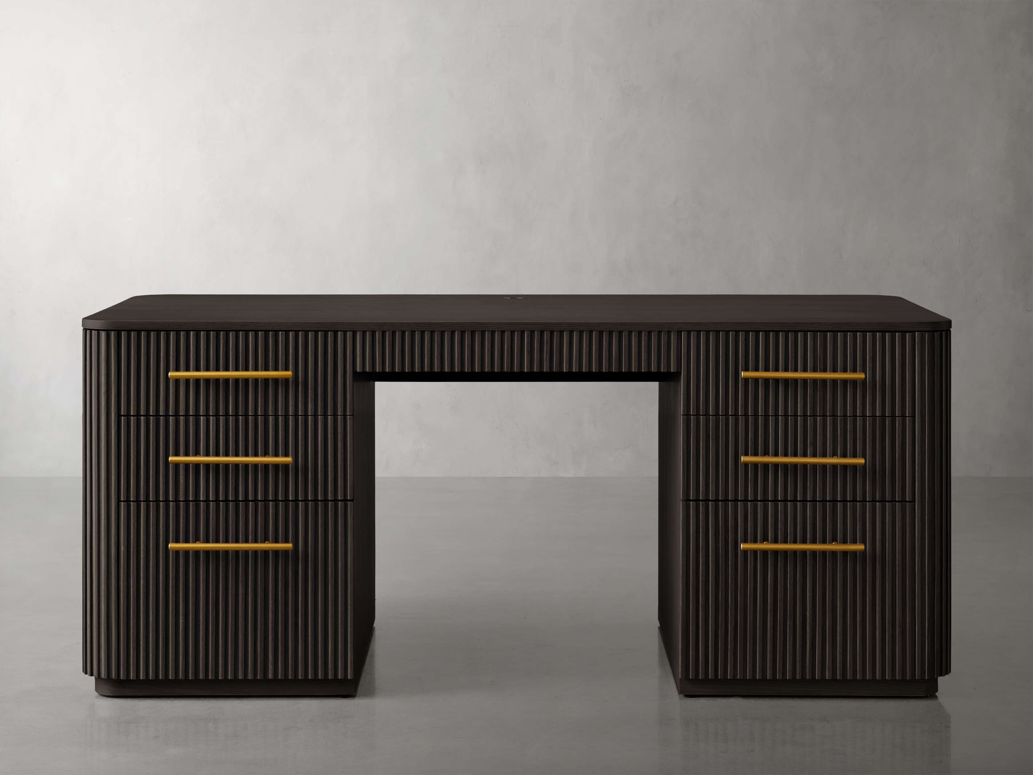 Finnley Executive Desk Wood in Black  Ebony - Image 0