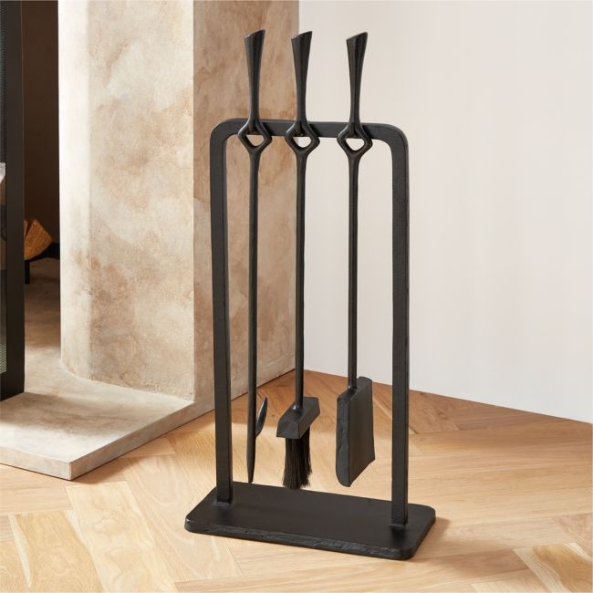Ignacio 3-Piece Black Cast Iron Fireplace Tool Set - Image 0
