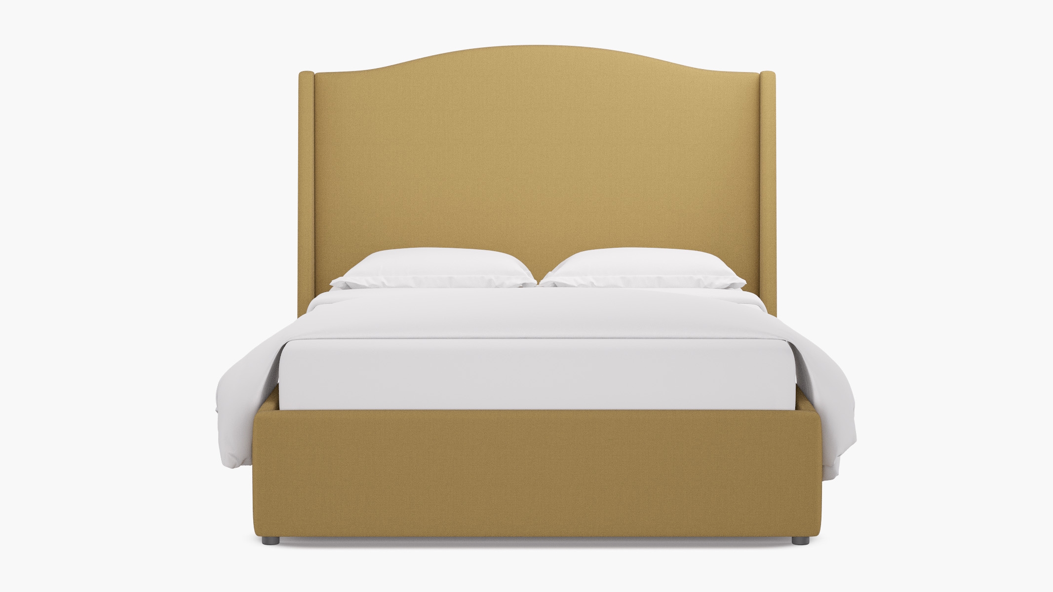 Curved Wingback Bed, French Yellow Everyday Linen, King - Image 0