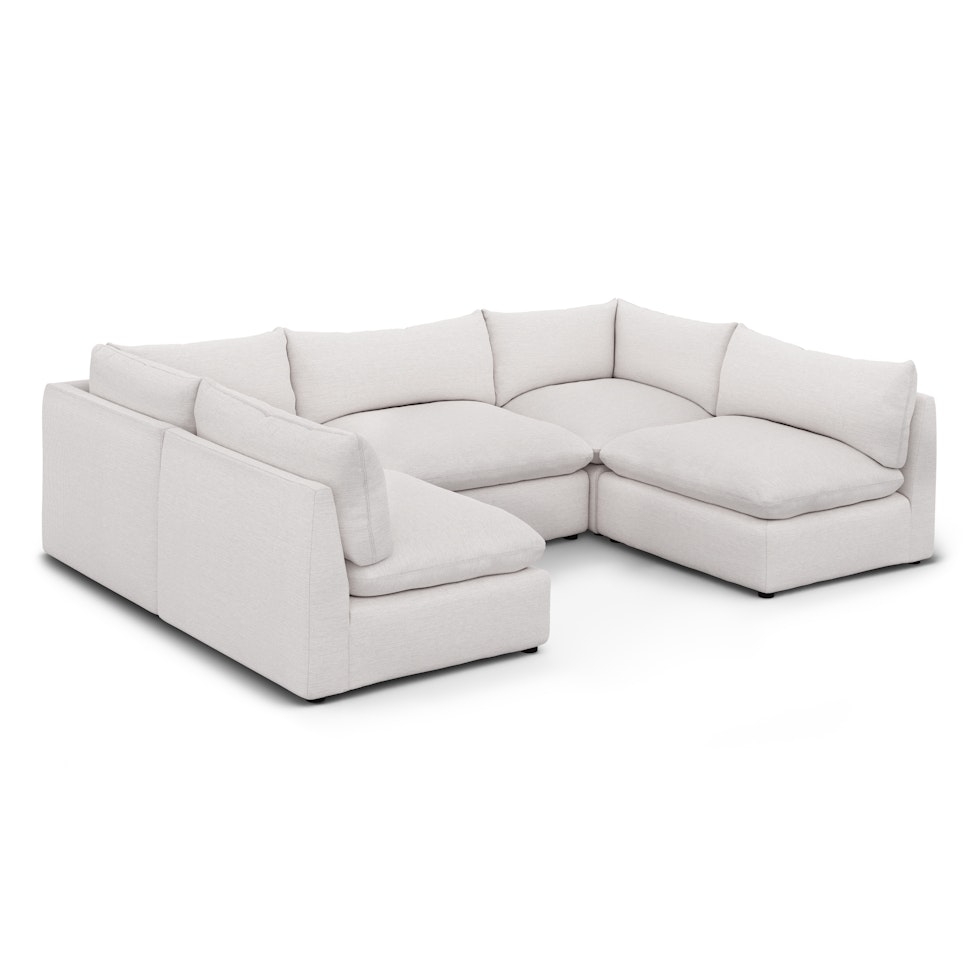 Leigh 121.5" Modular 5-Seater U-Shaped Sectional - Silver Ivory - Image 1