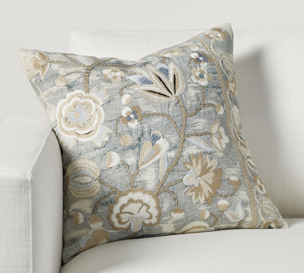 Sonya Embroidered Pillow & Down Alternative Insert Bundle, 18", Blue Multi - Image 0