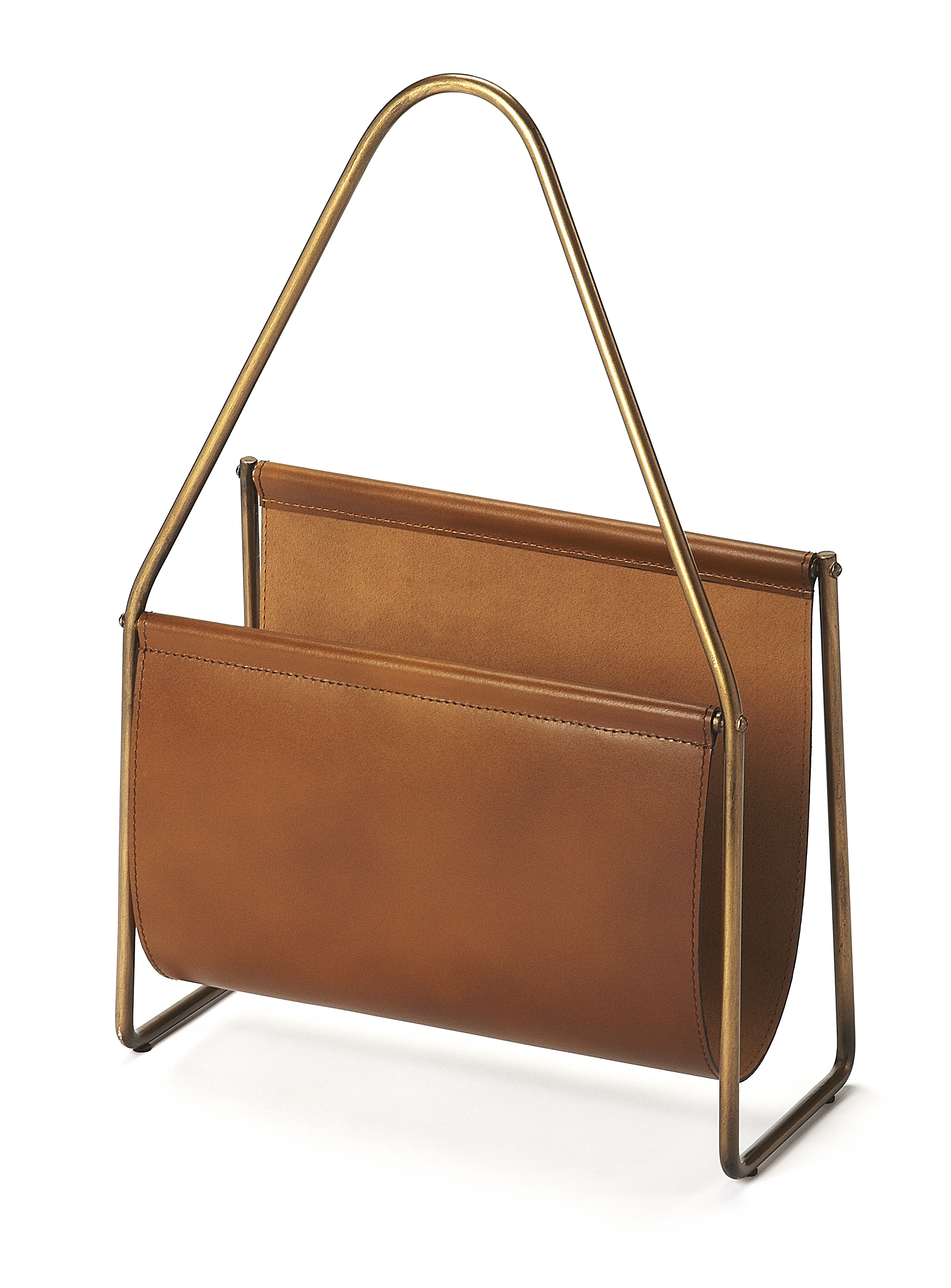 Rupert Brown Leather Magazine Basket - Image 0