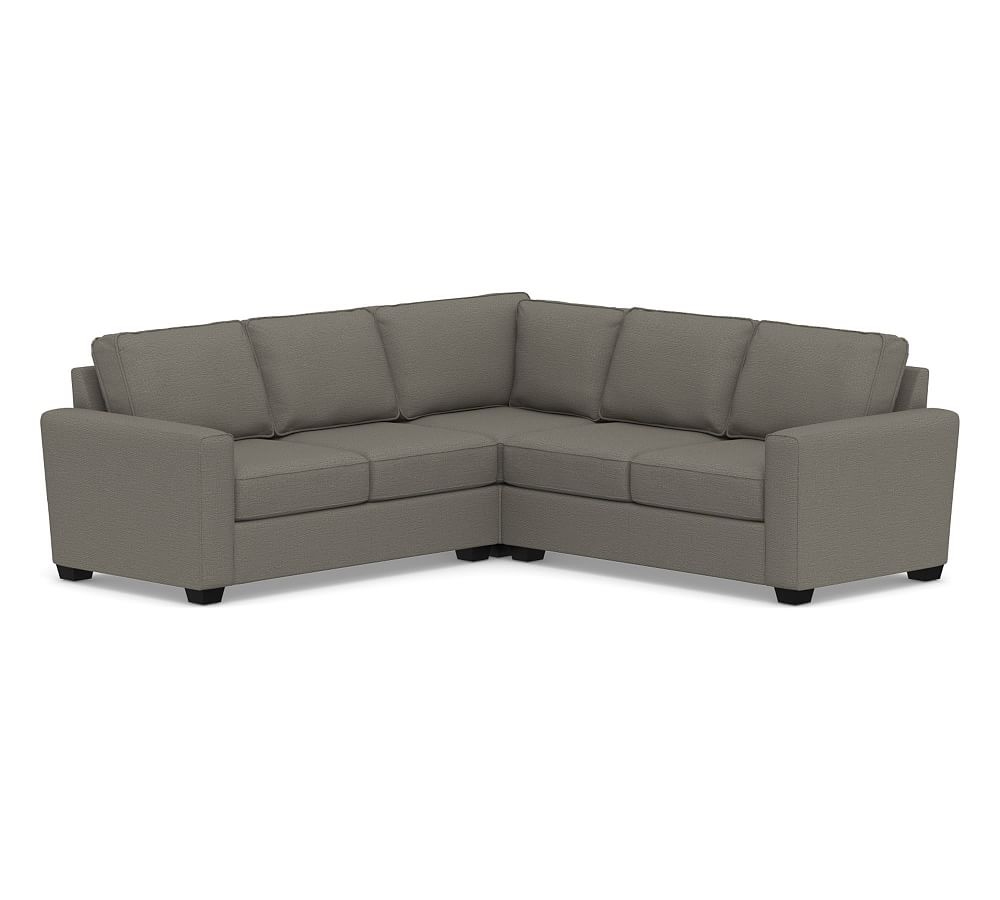 SoMa Fremont Square Arm Upholstered 3-Piece L-Shaped Corner Sectional, Polyester Wrapped Cushions, Chunky Basketweave Metal - Image 0
