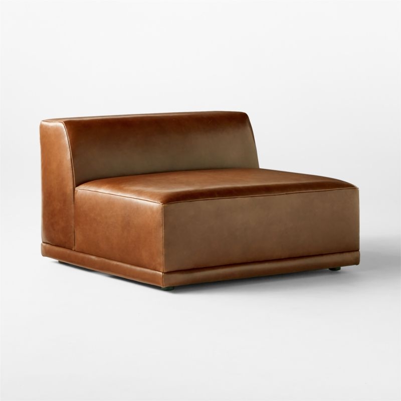 Faible Brown Leather Armless Chair - Image 2
