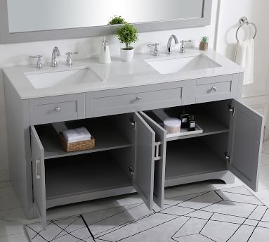 White Cedra Double Sink Vanity, 60" - Image 5