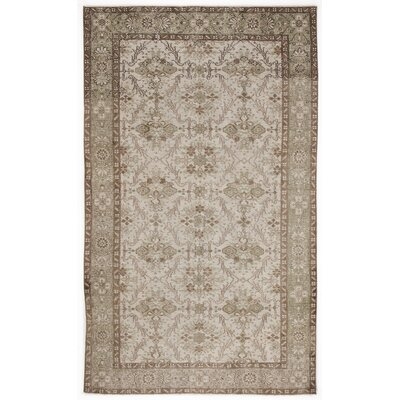 One-of-a-Kind Hand-Knotted 1960s Beige/Brown 4'2" x 8'3" Area Rug - Image 0