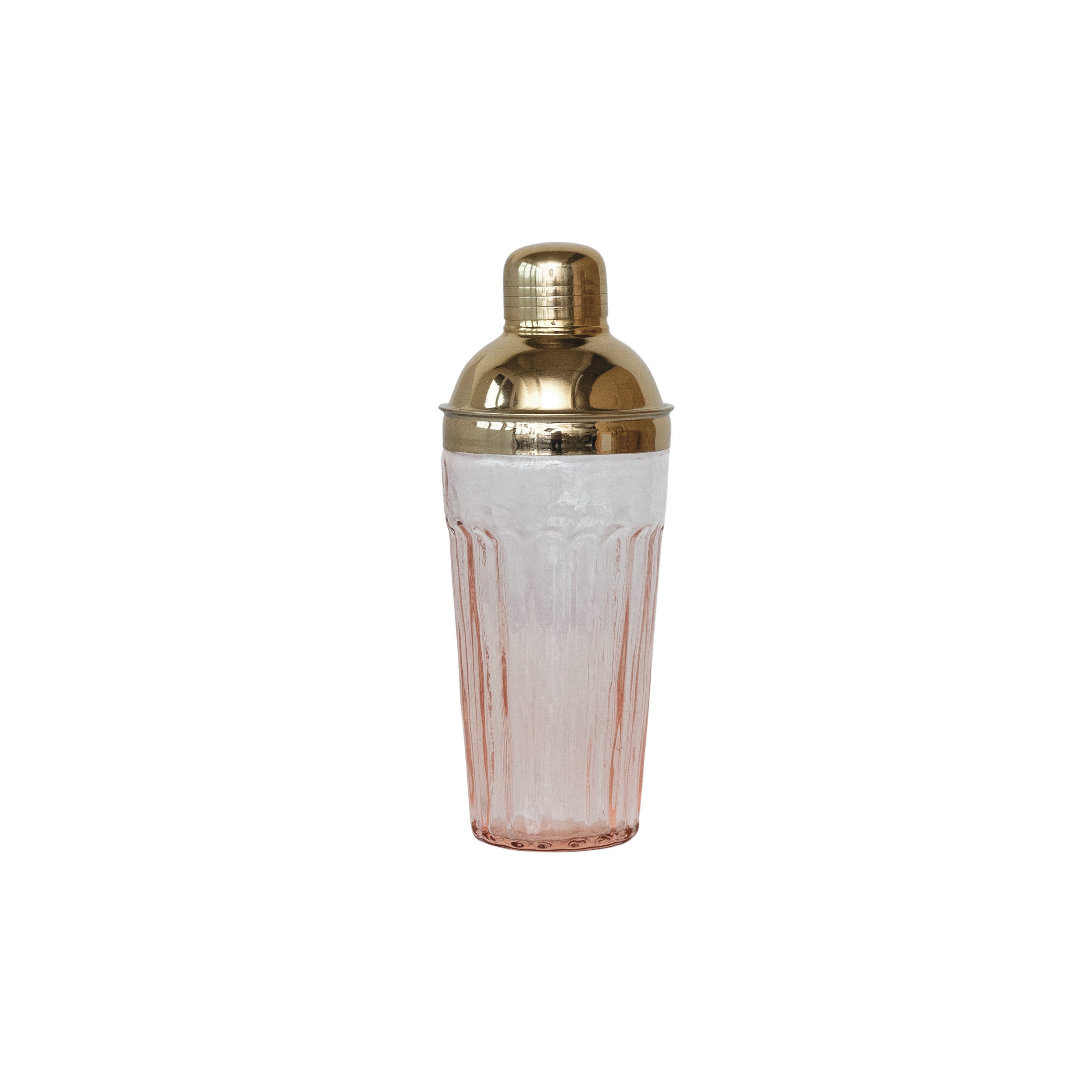 20 oz. Glass Cocktail Shaker, Pink and Gold - Image 0