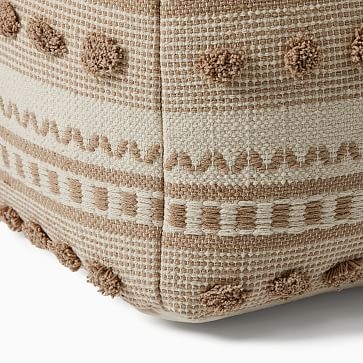 Pom Pom Stripe Pouf, Natural, 16"x16"x17" - Image 2