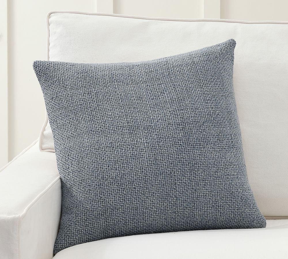 Faye Linen Textured Pillow Cover, Light Chambray, 20" x 20" - Image 0