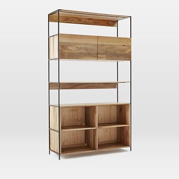 Industrial (48") Open & Closed Storage Bookcase, Cool Walnut - Image 1