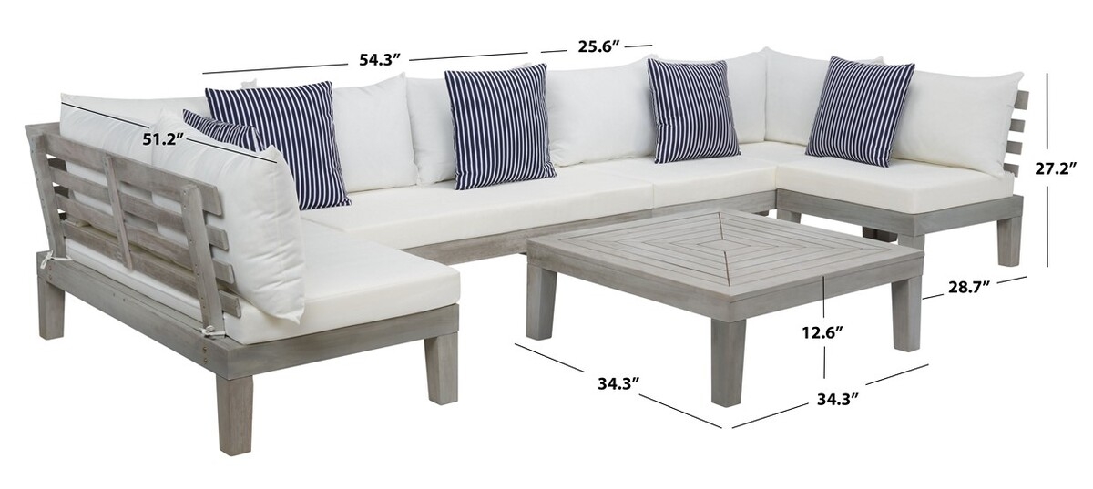 Granton 5 Pc Living Set - Grey/Bge + Solid Plw - Safavieh - Image 9