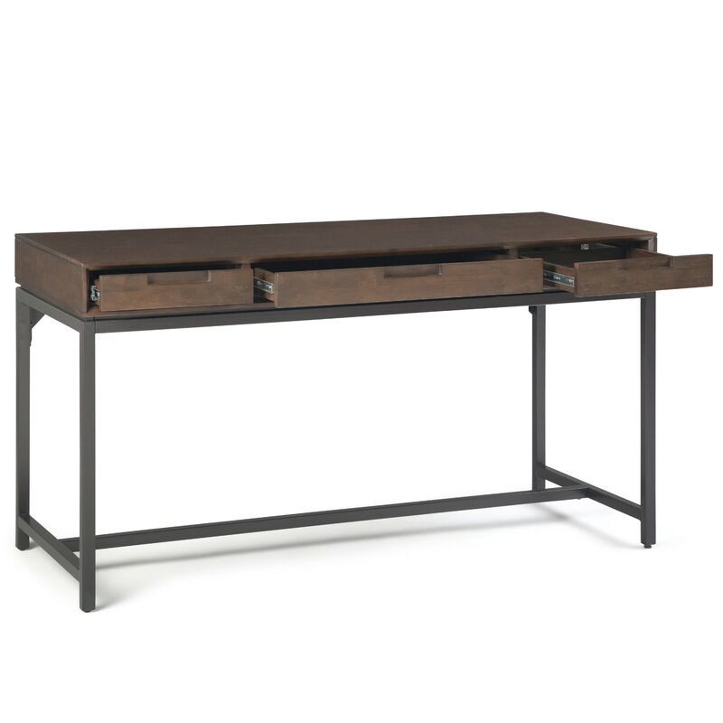 Bertello Solid Wood Desk, Walnut Brown - Image 1