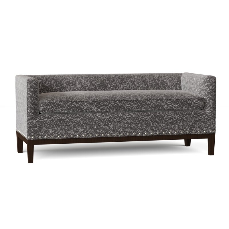 Duralee Furniture Madely 62" Tuxedo Arm Settee Body Fabric: Gray, Leg Color: Café - Image 0