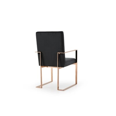 Velvet Upholstered Arm Chair in Black - Image 0