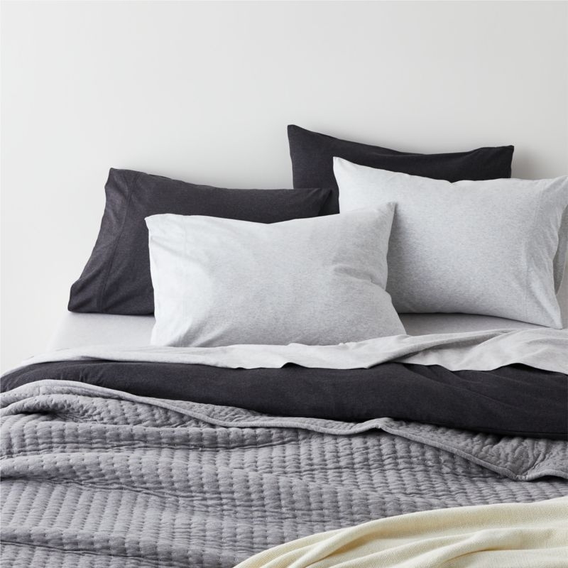 Cozysoft Organic Cotton Jersey Light Grey King Pillow Sham - Image 1