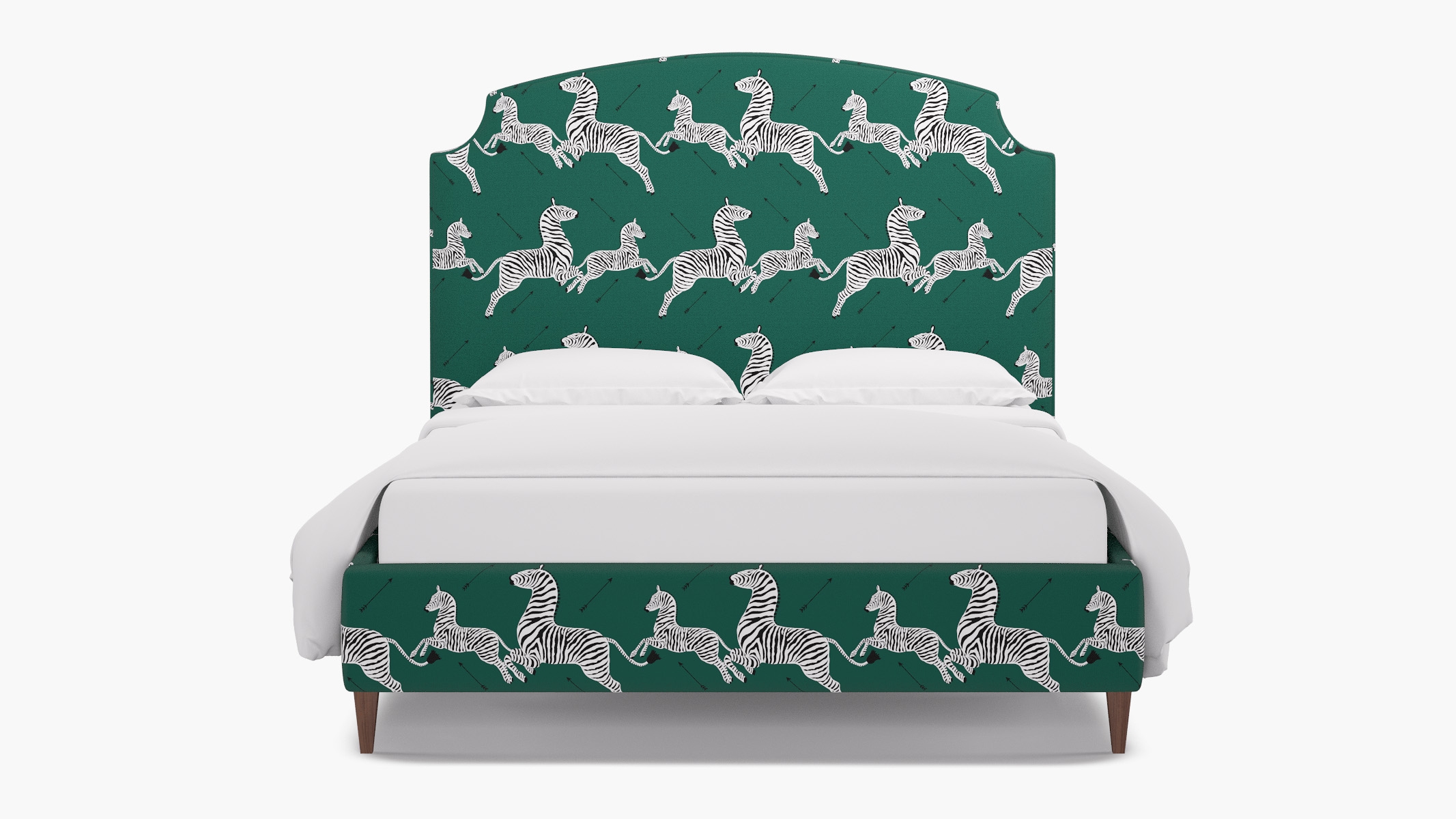 Cove Bed, Emerald Zebra, Walnut Square Tapered Leg, King - Image 0