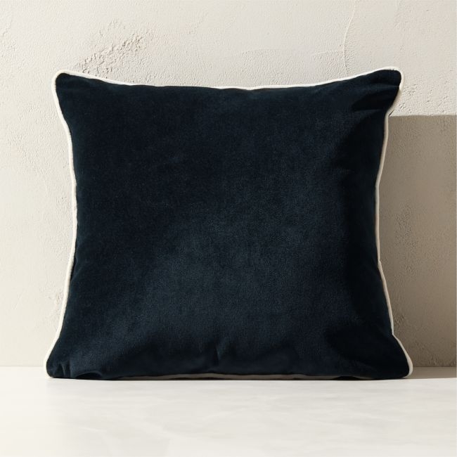 Bronte Black Velvet Outdoor Throw Pillow 20"x20" - Image 0