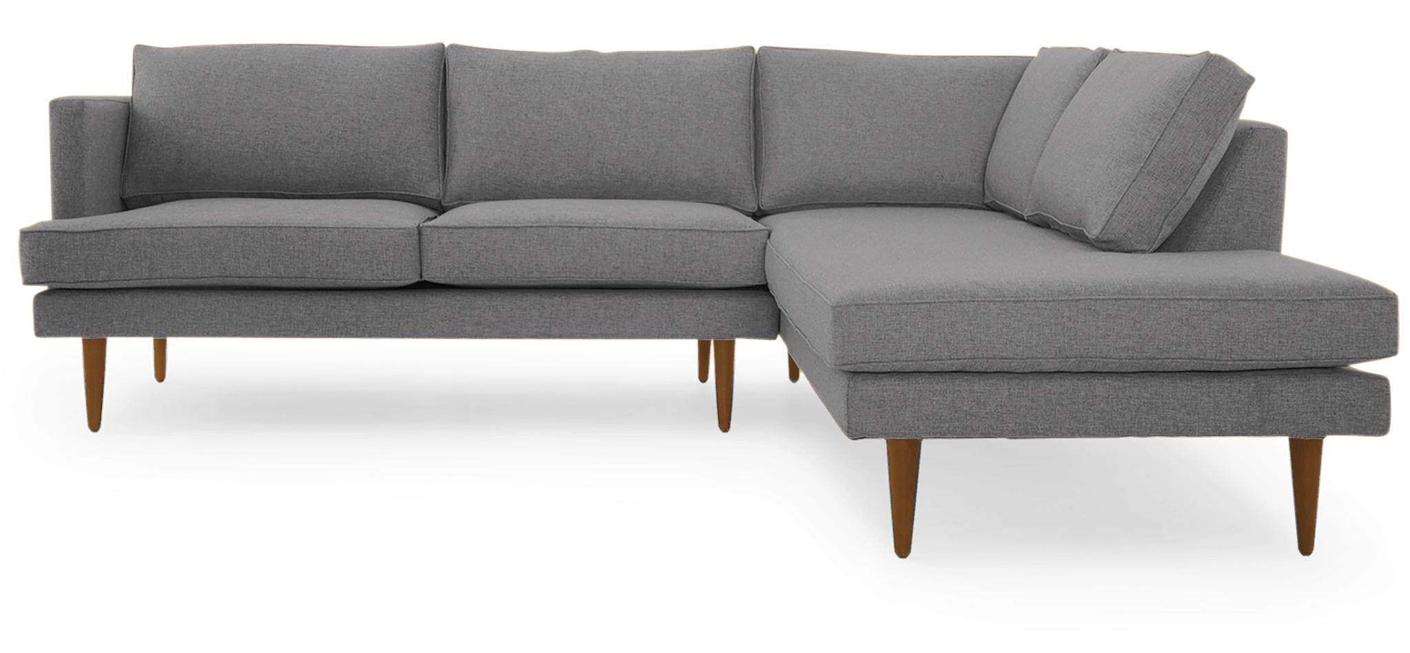 Gray Preston Mid Century Modern Sectional with Bumper (2 piece) - Royale Ash - Mocha - Right  - Image 0
