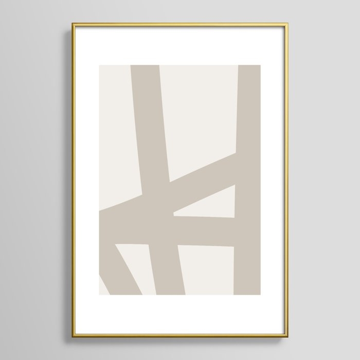 Neutral Abstract 3b Framed Art Print by The Old Art Studio - Gold Metal - Small 13" x 19"-15x21 - Image 0