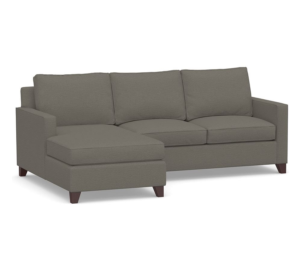 Cameron Square Arm Upholstered Right Arm Sofa with Chaise Sectional, Polyester Wrapped Cushions, Chunky Basketweave Metal - Image 0