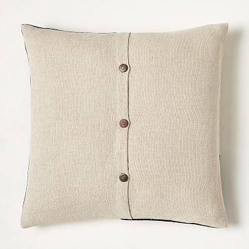 Cotton Linen + Velvet Corners Pillow Cover, 12"x21", Midnight - Image 3