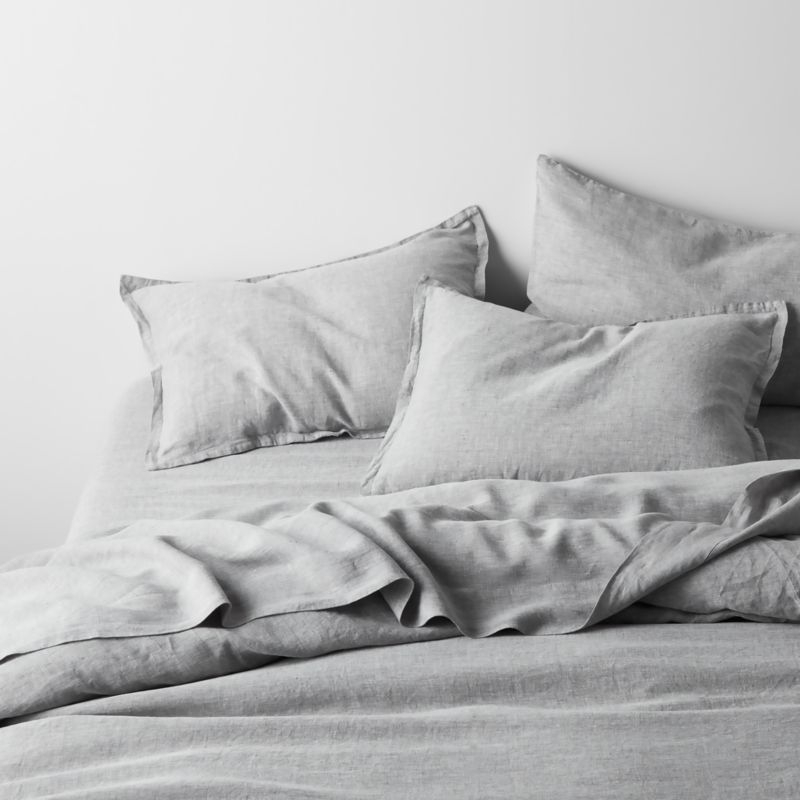 New Natural EUROPEAN FLAX ™-Certified Linen Grey Chambray Euro Bed Pillow Sham - Image 1