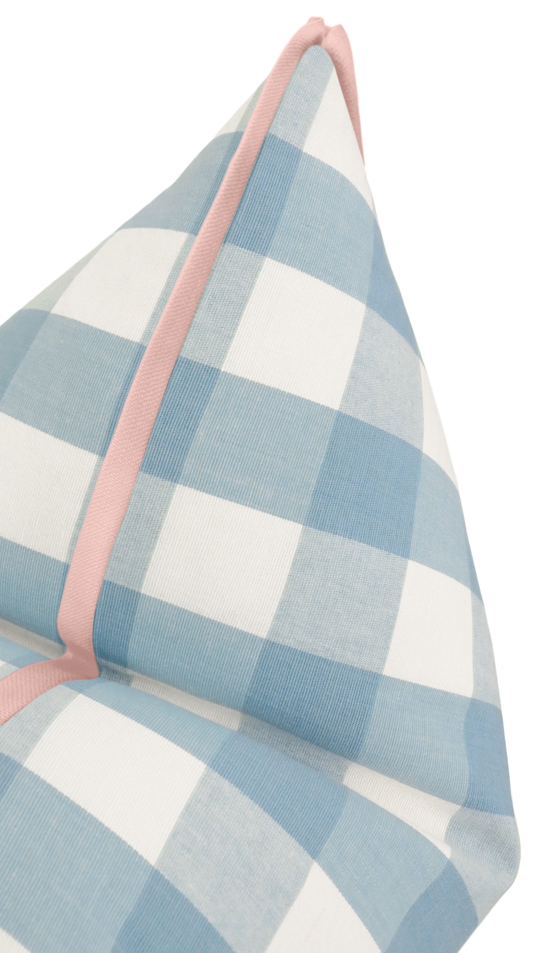 CHARLESTON CHECK // POWDER BLUE | LDC - 26" X 26" / BUTTERFLY FLANGE / Pink Peony - Image 0