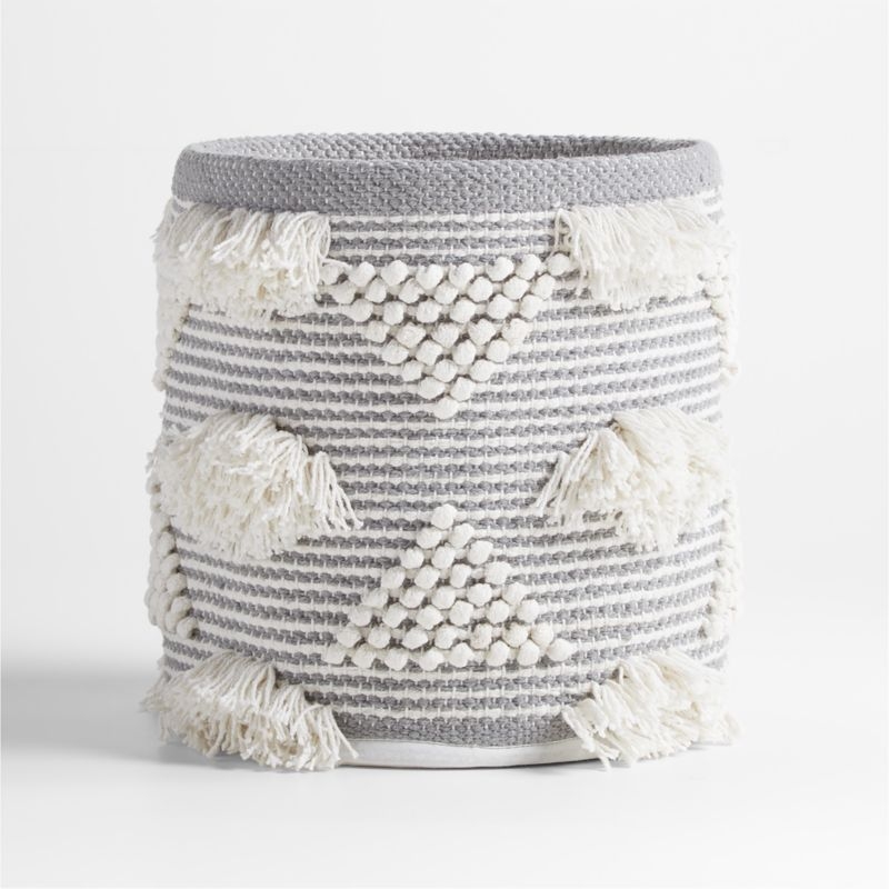 Dottie Grey Woven Macrame Kids Small Storage Bin - Image 1