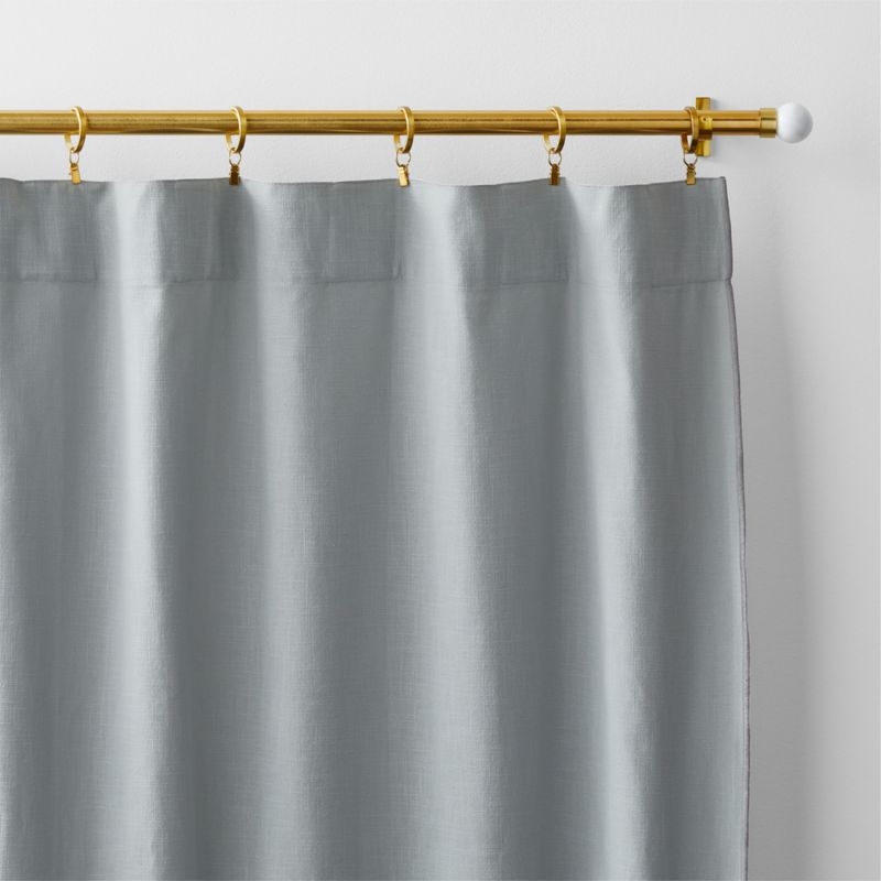 Mist Blue Merrow Stitch Organic Cotton Window Curtain Panel 52"x108" - Image 2