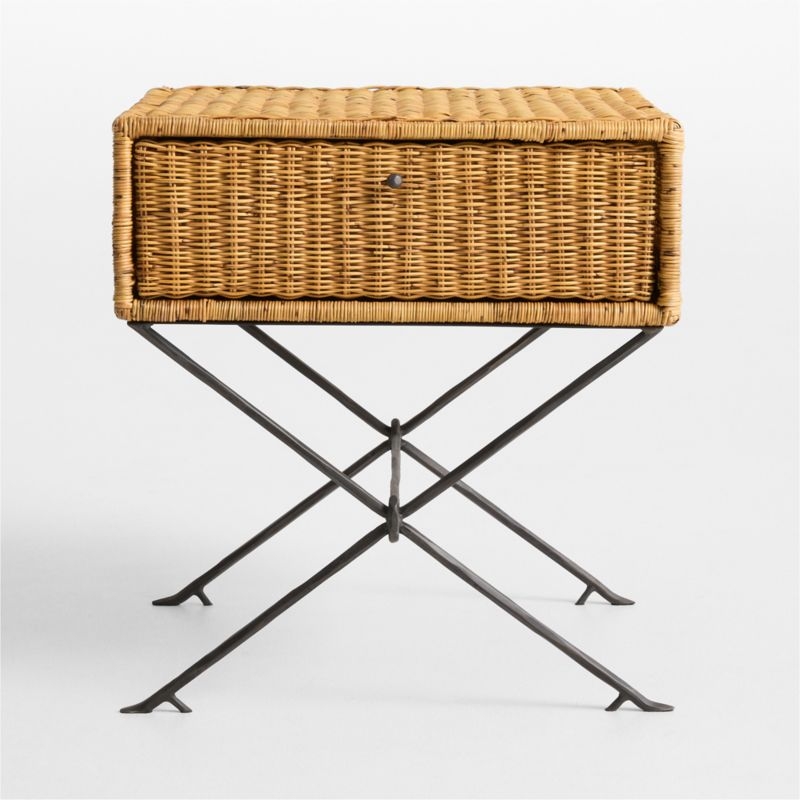 Reed Natural Wicker and Metal 20" End Table by Jeremiah Brent - Image 4