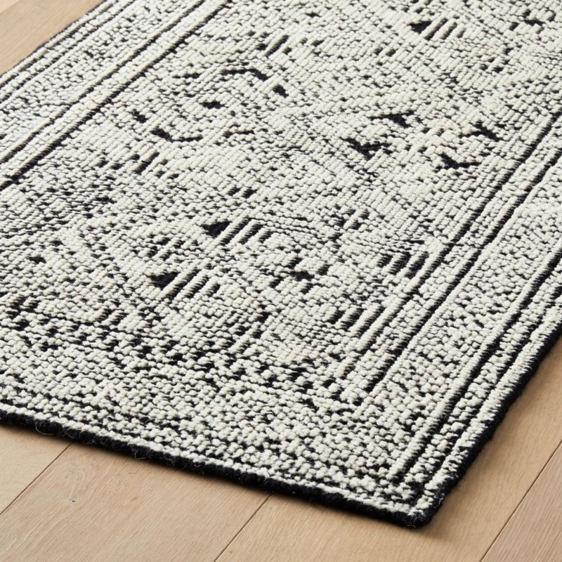 Raumont Hand-Knotted Black Detailed Hallway Runner Rug 2.5'x8' - Image 2