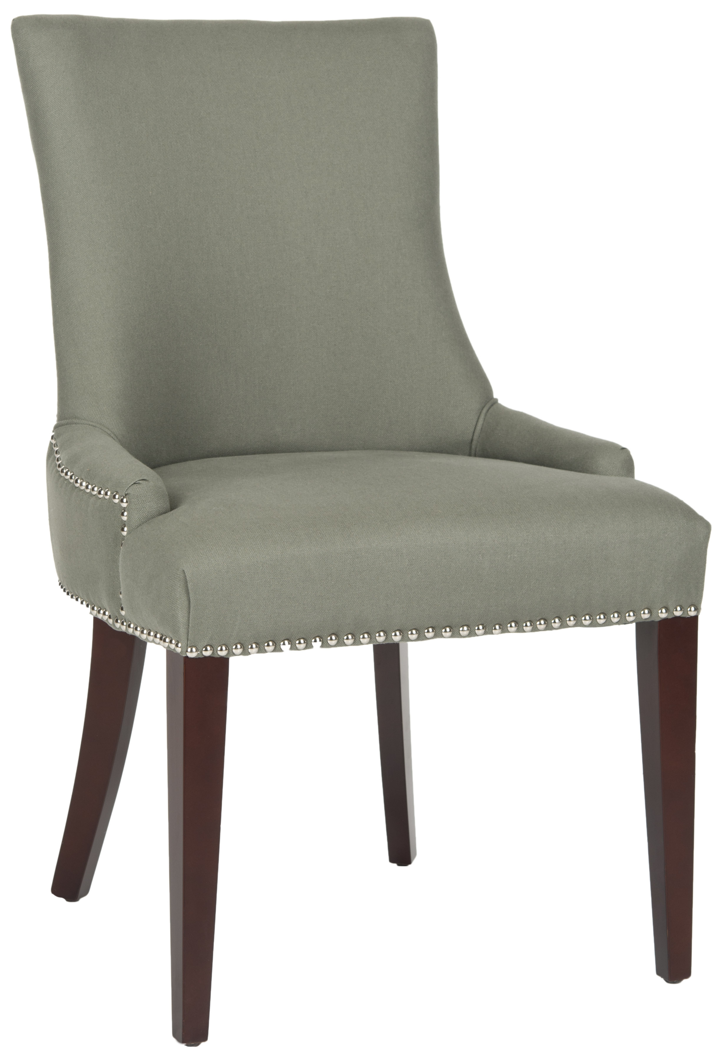 Becca 19''H Leather Side Chair - Silver Nail Heads - Sea Mist/Cherry Mahogany - Arlo Home - Image 0