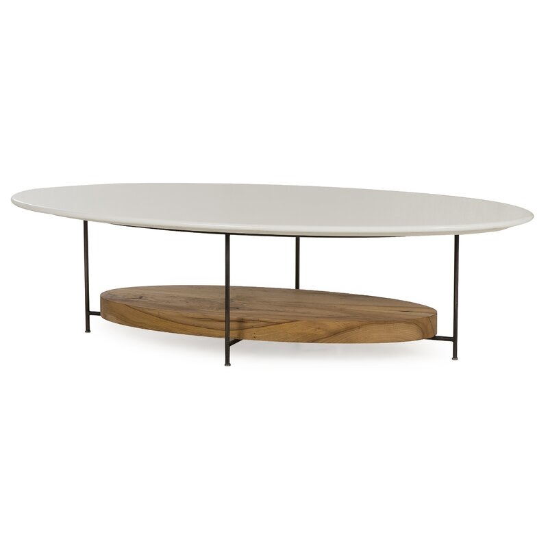 Sonder Living Thomas Bina Coffee Table Table Top Color: White Lacquer - Image 0