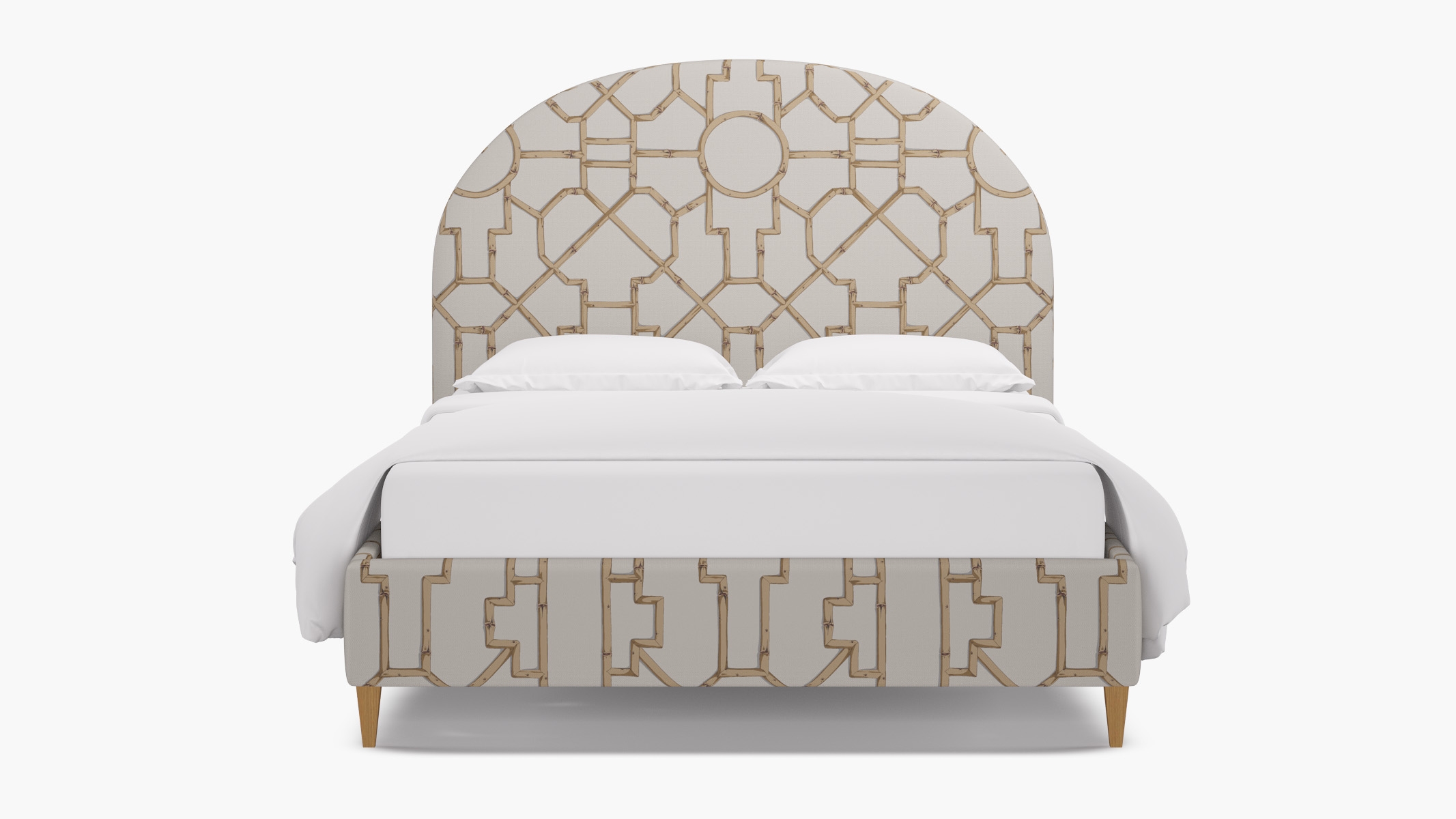 Demilune Bed, Tan Baldwin Bamboo, Natural Square Tapered Leg, Twin - Image 0